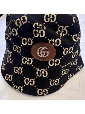 Black and Gold Monogram Cotton Bucket Hat